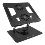 Frisby FNC-5165ST Siyah Alüminyum Katlanır Laptop Standı (10-15.6") - Kademeli Yükseklik Ayarı, Ergonomik, Fanlı Soğutma