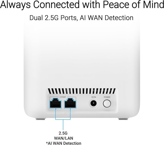 Asus ZenWiFi BD4 (İkili Paket) WiFi 7 BE3600 Mesh Router - Çift Bant, MU-MIMO, AiMesh, 455m Kapsama, Çift 2.5G Port, VPN