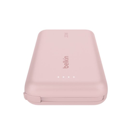 Belkin BoostCharge 20W 10000mAh Taşınabilir Şarj Aleti (BPB021HQPK) - Entegre USB-C Kablolu, Hızlı Şarj, Pembe Powerbank