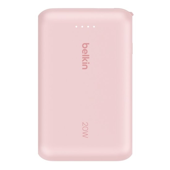 Belkin BoostCharge 20W 10000mAh Taşınabilir Şarj Aleti (BPB021HQPK) - Entegre USB-C Kablolu, Hızlı Şarj, Pembe Powerbank