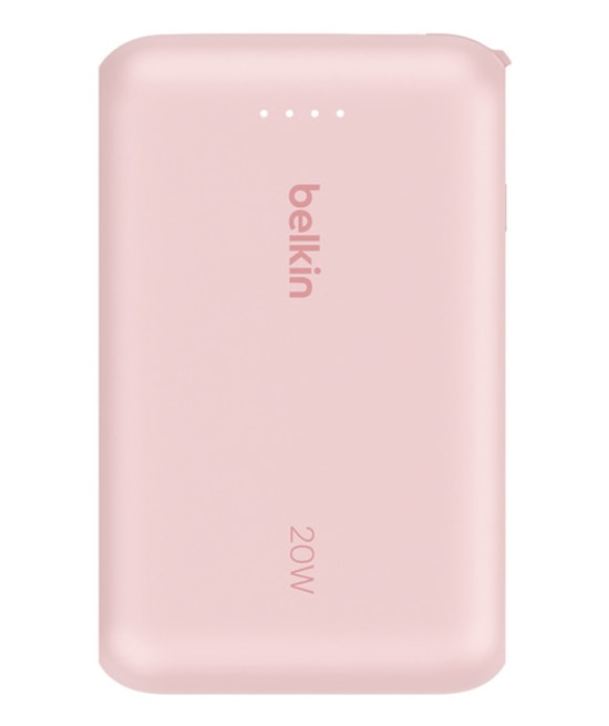 Belkin BoostCharge 20W 10000mAh Taşınabilir Şarj Aleti (BPB021HQPK) - Entegre USB-C Kablolu, Hızlı Şarj, Pembe Powerbank