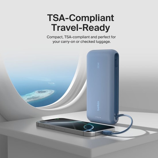 Belkin BoostCharge BPB024 20.000mAh 30W USB-C Kablolu Powerbank - Mavi (BPB024HQBL) Taşınabilir Hızlı Şarj Cihazı