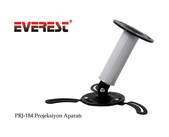 Everest PRJ-184 Projeksiyon Askı Aparatı 20cm - Tavan Montajı, 360 Dönüş, 180 Eğme, Çelik, Universal Uyumlu, 10kg Taşıma