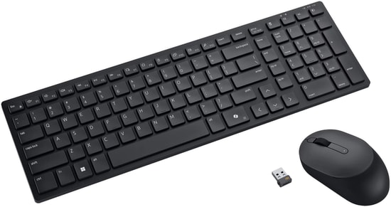 Dell Pro KM555 Sessiz Kompakt Türkçe Q Düzen Klavye ve Fare Seti (580-BBWD) - Kablosuz, BT ve 2.4 GHz, 4000 DPI, Siyah