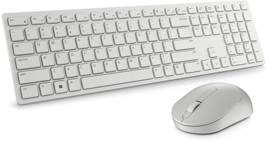 Dell Pro KM5221W Beyaz İngilizce Q Düzen Kablosuz Klavye Mouse Set (580-AKEZ) - 4000 DPI Optik, USB Alıcı, 10m Menzil