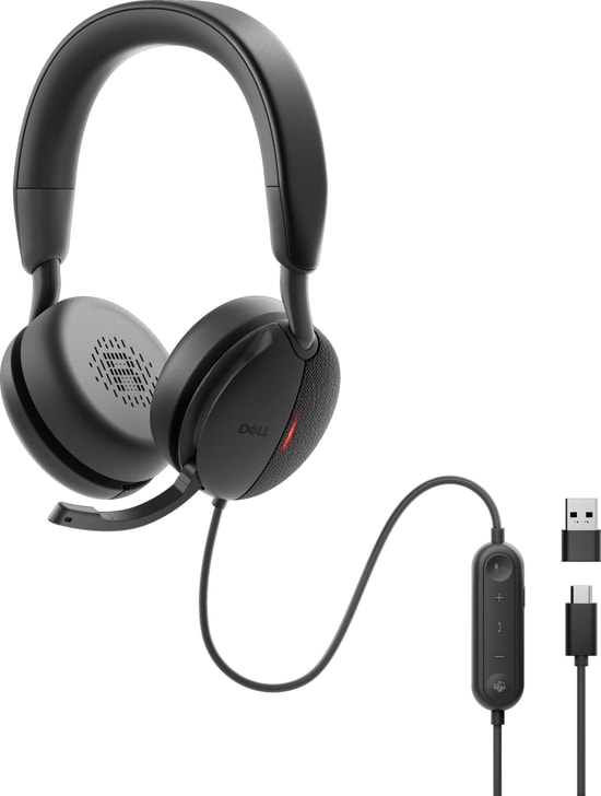 Dell Pro Plus WH5024 Kablolu Mikrofonlu ANC Kulaklık (520-BBGQ) - 40mm Dinamik Sürücü, Kumandalı, 2m Kablo, USB-C/A