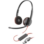 HP Poly Blackwire 3220 Stereo USB-C Kulaklık (8X228AA) - Gürültü Önleyici Mikrofon, USB-C/A Adaptörlü, Konforlu Tasarım