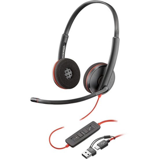 HP Poly Blackwire 3220 Stereo USB-C Kulaklık (8X228AA) - Gürültü Önleyici Mikrofon, USB-C/A Adaptörlü, Konforlu Tasarım