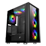 1st Player AR7-G 750W 80+ Silver Siyah ATX Gaming Kasa (AR7G-BLK-4F-S750W) - ARGB Fan, Temperli Cam, USB 3.0