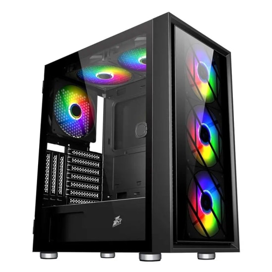 1st Player AR7-G 750W 80+ Silver Siyah ATX Gaming Kasa (AR7G-BLK-4F-S750W) - ARGB Fan, Temperli Cam, USB 3.0