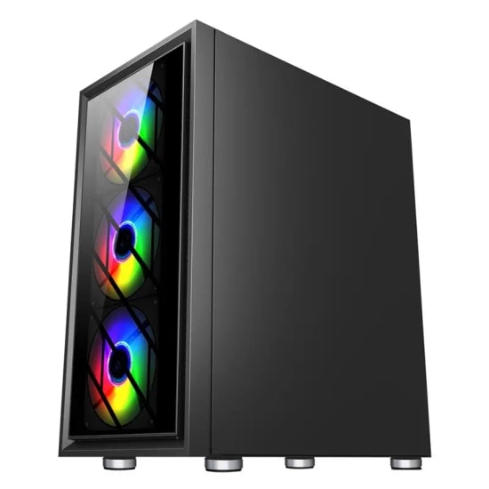1st Player AR7-G 750W 80+ Silver Siyah ATX Gaming Kasa (AR7G-BLK-4F-S750W) - ARGB Fan, Temperli Cam, USB 3.0