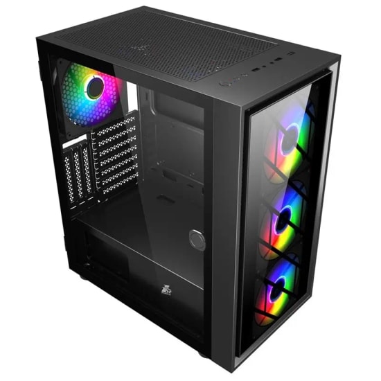 1st Player AR7-G 750W 80+ Silver Siyah ATX Gaming Kasa (AR7G-BLK-4F-S750W) - ARGB Fan, Temperli Cam, USB 3.0