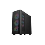 1st Player FD5-M Siyah 600W 80+ ARGB M-ATX Kasa (FD5M-BLK-4F-600W) - Temperli Cam, Mesh Panel, 4x12cm Fan, USB 3.0