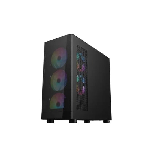 1st Player FD5-M Siyah 600W 80+ ARGB M-ATX Kasa (FD5M-BLK-4F-600W) - Temperli Cam, Mesh Panel, 4x12cm Fan, USB 3.0