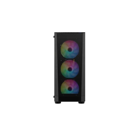 1st Player FD5-M Siyah 600W 80+ ARGB M-ATX Kasa (FD5M-BLK-4F-600W) - Temperli Cam, Mesh Panel, 4x12cm Fan, USB 3.0