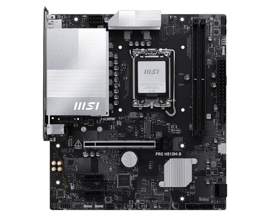 MSI PRO H810M-B Anakart: Intel LGA1851 Soket, DDR5 UDIMM 6400MHz (OC), M.2, HDMI, DP, USB 10Gbps, 2.5G LAN, Micro ATX