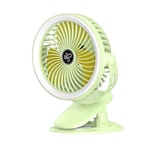 Nettech F21 Yeşil Portatif Masaüstü Işıklı Mini Fan (NT-114360) - Taşınabilir, Standlı, Klipsli, Asılabilir, USB Şarjlı