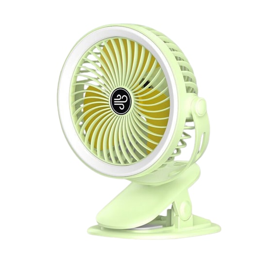 Nettech F21 Yeşil Portatif Masaüstü Işıklı Mini Fan (NT-114360) - Taşınabilir, Standlı, Klipsli, Asılabilir, USB Şarjlı