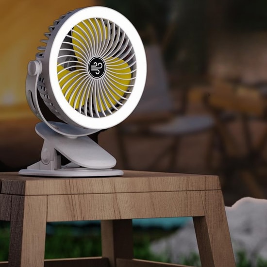 Nettech F21 Yeşil Portatif Masaüstü Işıklı Mini Fan (NT-114360) - Taşınabilir, Standlı, Klipsli, Asılabilir, USB Şarjlı