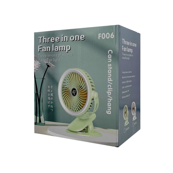 Nettech F21 Yeşil Portatif Masaüstü Işıklı Mini Fan (NT-114360) - Taşınabilir, Standlı, Klipsli, Asılabilir, USB Şarjlı