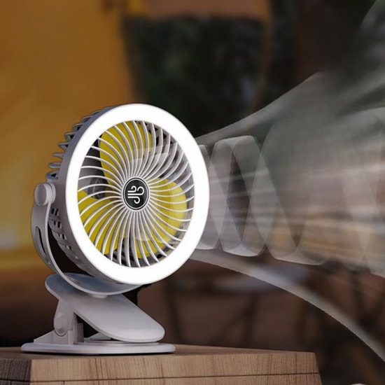 Nettech F21 Beyaz Portatif Masaüstü Işıklı Mini Fan (NT-114359) - Taşınabilir, Standlı, Klipsli, Asılabilir, USB Şarjlı