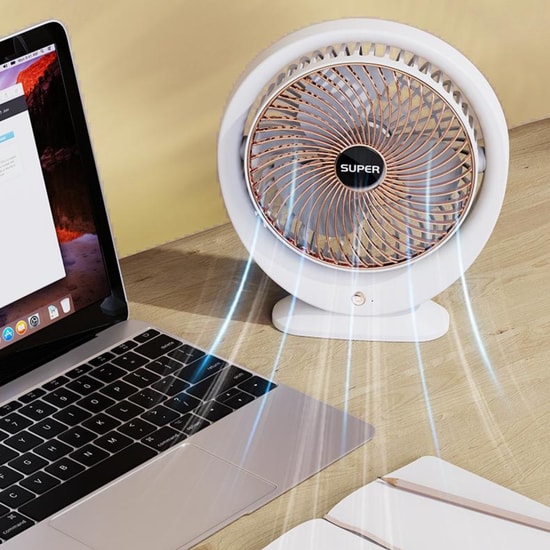 Nettech F7 Beyaz Stand Tipi Mini Fan (NT-114362) - Taşınabilir, Sessiz, Döner Başlı, 3 Kademe Hız, Asılabilir, USB Şarj