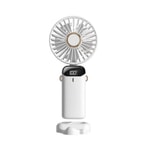 Nettech F40 Beyaz LED Dijital Ekranlı Şarjlı Mini Fan (NT-114363) - Taşınabilir, Sessiz Oynar Başlı, Standlı, USB Şarjlı