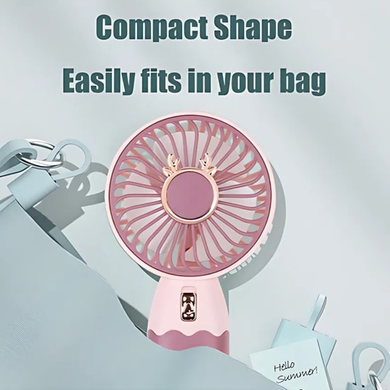 Nettech F48 Mavi Avuç İçi Masaüstü Şarjlı Mini Fan (NT-114371) - Taşınabilir, Standlı, Kompakt Tasarım, USB Şarjlı