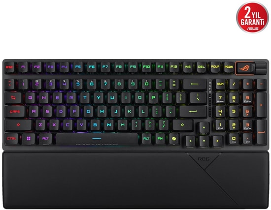 Asus ROG Strix Scope II 96 RX Red Türkçe Kablosuz Oyuncu Klavyesi - PBT Tuşlar, 3 Mod Bağlantı, Ek Tuşlar, Bilek Desteği