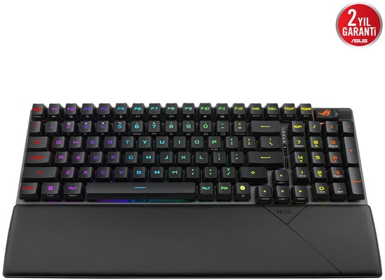 Asus ROG Strix Scope II 96 RX Red Türkçe Kablosuz Oyuncu Klavyesi - PBT Tuşlar, 3 Mod Bağlantı, Ek Tuşlar, Bilek Desteği
