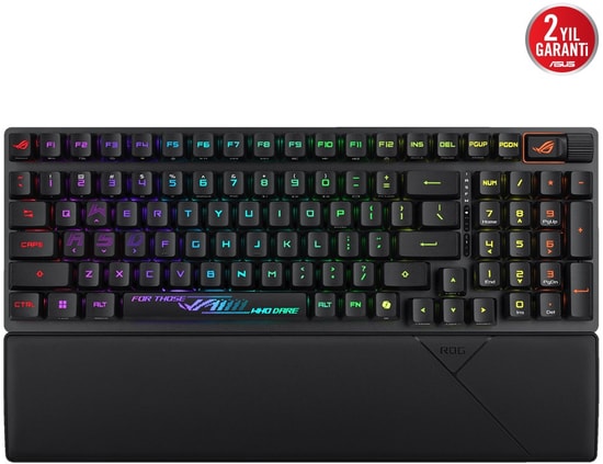 Asus ROG Strix Scope II 96 RX Red Türkçe Kablosuz Oyuncu Klavyesi - PBT Tuşlar, 3 Mod Bağlantı, Ek Tuşlar, Bilek Desteği