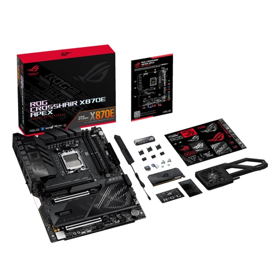 ASUS ROG Crosshair X870E Apex Anakart - AMD AM5, DDR5 9600MHz (OC), 5xM.2, 2xUSB4 (40Gbps), BT 5.4, WiFi 7, 5G LAN, ATX