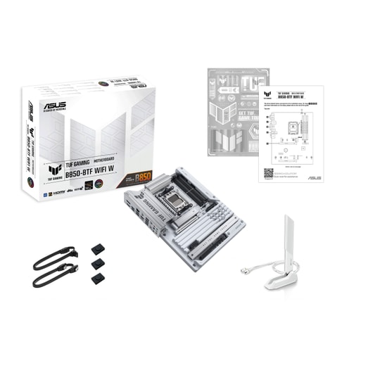 ASUS TUF Gaming B850-BTF WIFI Beyaz Anakart - AM5, DDR5 8000MHz (OC), 3xM2, HDMI, DP, USB 20Gbps, WiFi 7, 2.5G LAN, ATX