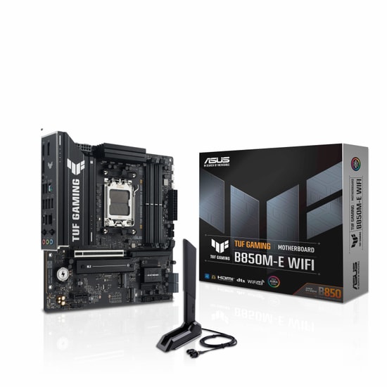 ASUS TUF GAMING B850M-E WIFI Anakart - AM5, DDR5 8000MHz (OC), 3xM2, 2xDP, HDMI, USB 10Gbps, WiFi 6E, 2.5G LAN, mATX