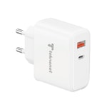 Teknonet TN-HCH13 Beyaz 33W Hızlı Şarj Aleti (NT-112863) - Type-C & USB-A Çıkışlı, 1m Kablo, 3.0A Güç, PD, Güvenli Şarj