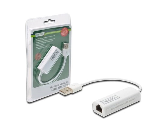 Digitus DN-10050-1 USB 2.0 to Ethernet 100 Mbps Beyaz Ağ Adaptörü - 10/100 Mbps, Tak ve Çalıştır, Kompakt Tasarım