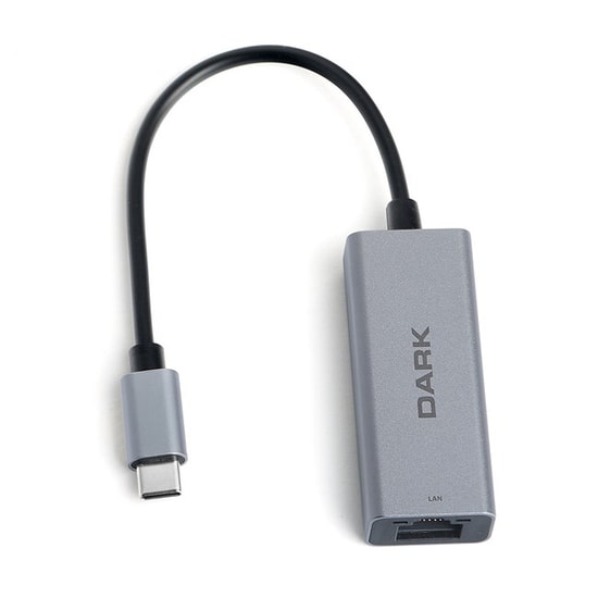 Dark DK-NT-U31LAN Type-C to 10/100Mbps Ethernet Ağ Adaptörü - USB 3.1, Gri Alüminyum, Bağlantı Durum LED, Tak Çalıştır