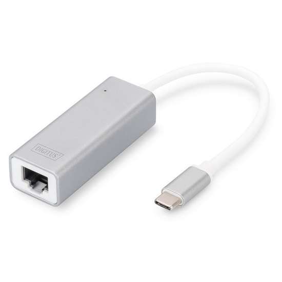 Digitus USB-C to Gigabit Ethernet Ağ Adaptörü (DN-3024) - 10/100/1000 Mbps, Alüminyum Gri Kasa, 20cm Kablo, Tak Çalıştır