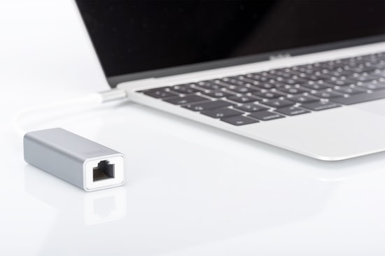 Digitus USB-C to Gigabit Ethernet Ağ Adaptörü (DN-3024) - 10/100/1000 Mbps, Alüminyum Gri Kasa, 20cm Kablo, Tak Çalıştır