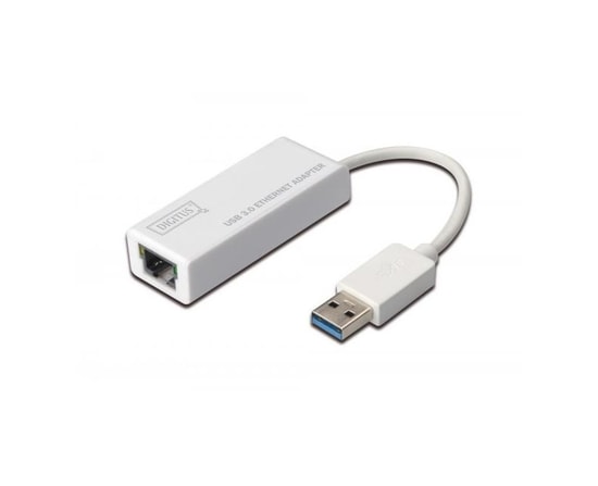 Digitus DN-3023 USB 3.0 Gigabit Ethernet Beyaz Ağ Adaptörü - 10/100/1000 Mbps, USB Type-A, LED Gösterge, Tak ve Çalıştır