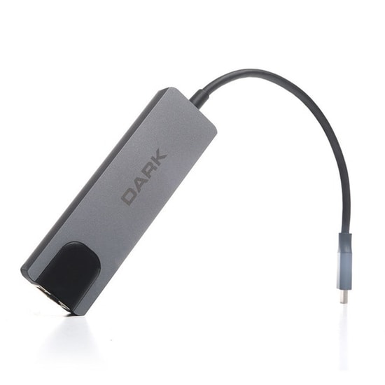 Dark DK-AC-U31X46 Type-C 5 in 1 Hub - USB 3.0, HDMI (4K Uyumlu), 100Mbs RJ45 Portlu, 65W PD Şarj, Docking Station