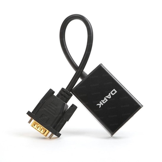 Dark VGA Erkek - HDMI Dişi Çevirici (DK-HD-AVGAXHDMI2) - VGA'dan HDMI'a Sesli Dönüşüm, Full HD Aktarım, USB Güç Girişi