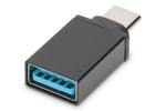 Digitus Type-C Erkek to USB 3.0 Dişi OTG Siyah Çevirici Adaptör (AK-300506-000-S) - 5Gbps Süper Hız, 3A PD Güç Desteği