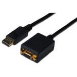 Digitus DisplayPort 1.2 Erkek to VGA Dişi Çevirici (AK-340403-001-S) - 1920x1200p 60Hz Desteği, 15cm Kablo, HDCP 1.3
