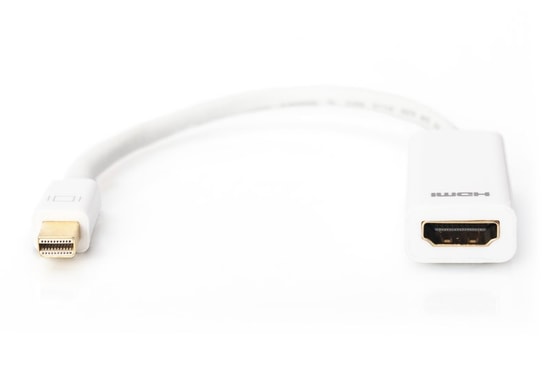 Digitus Mini DisplayPort 1.1a Erkek to HDMI Dişi Beyaz Çevirici (AK-340404-001-W) - 1080p 60Hz, 15cm Kablo, AWG 32