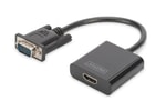 Digitus VGA Erkek to HDMI Dişi Siyah Dönüştürücü (DA-70473) - Full HD 1080p 60Hz Desteği, 15cm Kablo, 3.5mm Ses Girişi