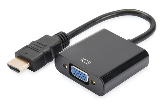 Digitus HDMI 1.4a Erkek to VGA Dişi Siyah Çevirici (DA-70461) - 1080p Desteği, 3,5mm Ses Giriş, Tak Çalıştır, 15cm Kablo