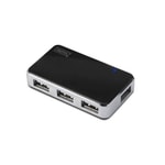 Digitus DA-70220 USB 2.0 4 Port Siyah Gümüş Çoklayıcı - 480Mbps Veri Aktarımı, 66cm Kablo, LED Gösterge, Tak Çalıştır