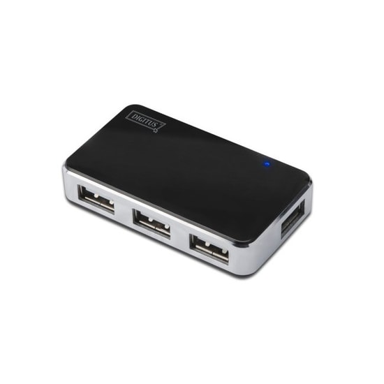 Digitus DA-70220 USB 2.0 4 Port Siyah Gümüş Çoklayıcı - 480Mbps Veri Aktarımı, 66cm Kablo, LED Gösterge, Tak Çalıştır