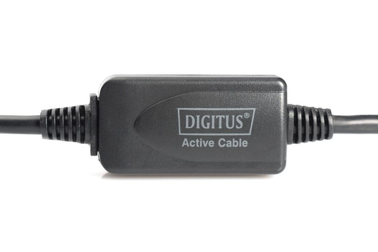 Digitus USB 2.0 15 Metre Siyah Repeater Uzatma Kablosu (DA-73101) - USB A Erkek/Dişi, Tak Çalıştır, 480Mbps Aktarım